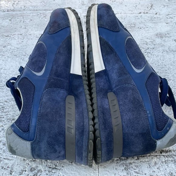 Louis Vuitton Men Sneaker Lace Up Shoes Blue Suede Shoes Made in Italy Size 8UK - Picture 4 of 12